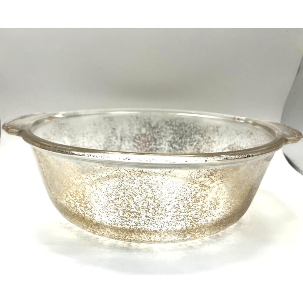 Vintage Fire-King Anchor Hocking Gold Fruit Glass 2 QT Casserole Dish USA - Picture 4 of 9